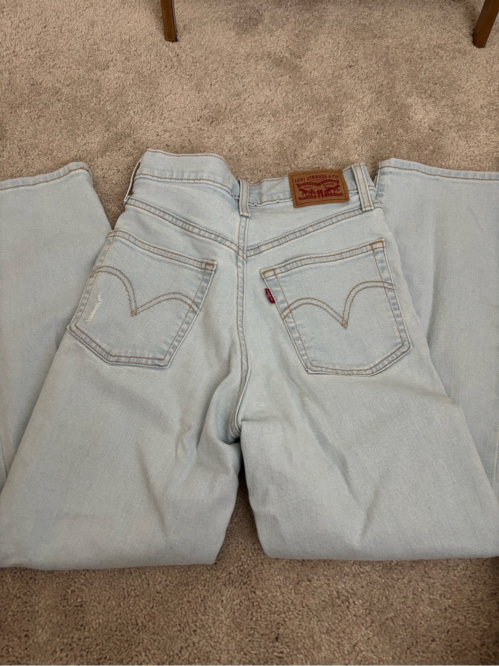 Levi's Light Wash Straight Leg Jeans - Light Blue